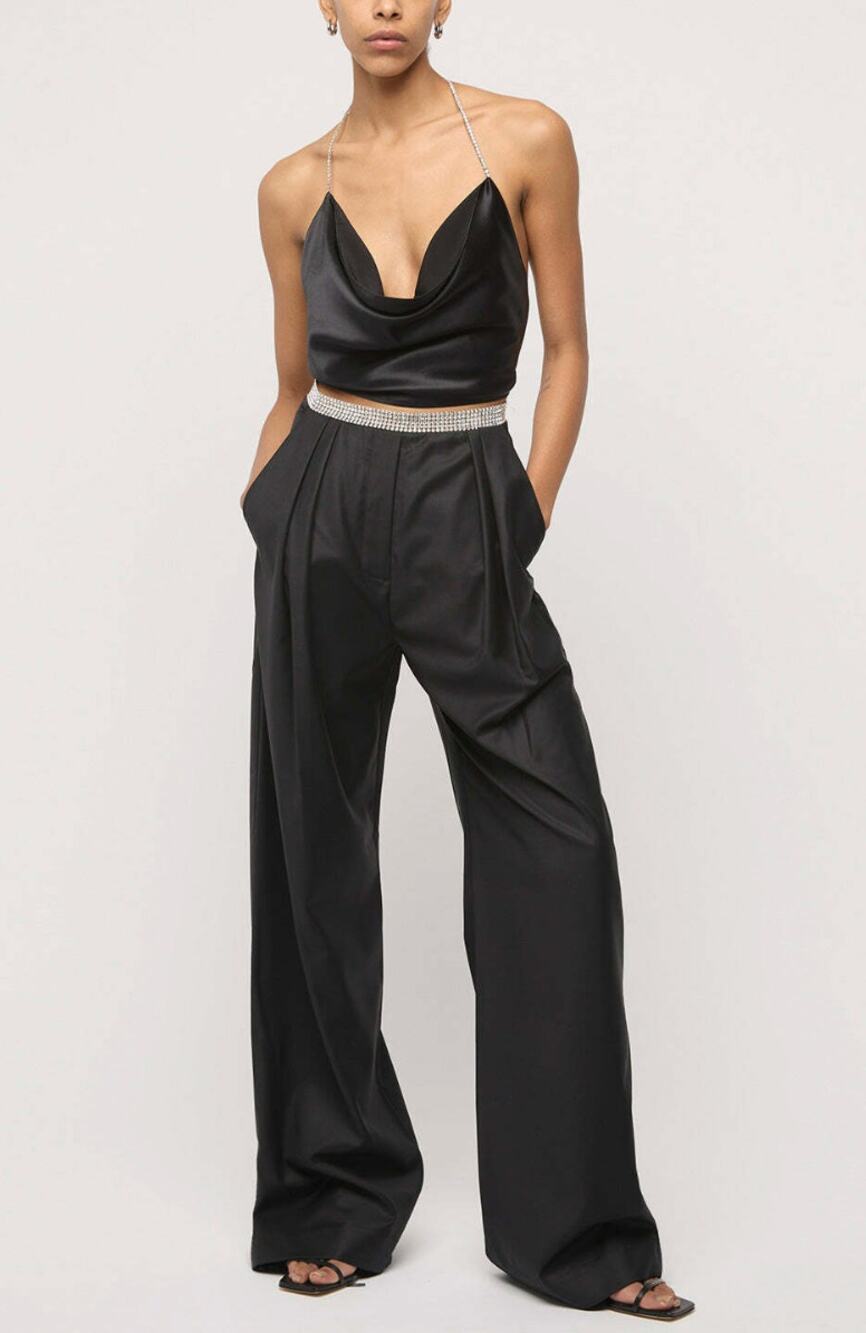 Michael Lo Sordo Pants 10 Crystalline Stellar Boy Wool Pant in Black Dressy